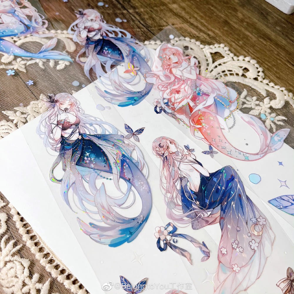 T92fu｜分裝｜Belongtoyou｜迷境四時異想2｜PET｜貝殼光｜人物｜紙膠帶分裝｜手帳素材｜咕卡｜現貨-細節圖5