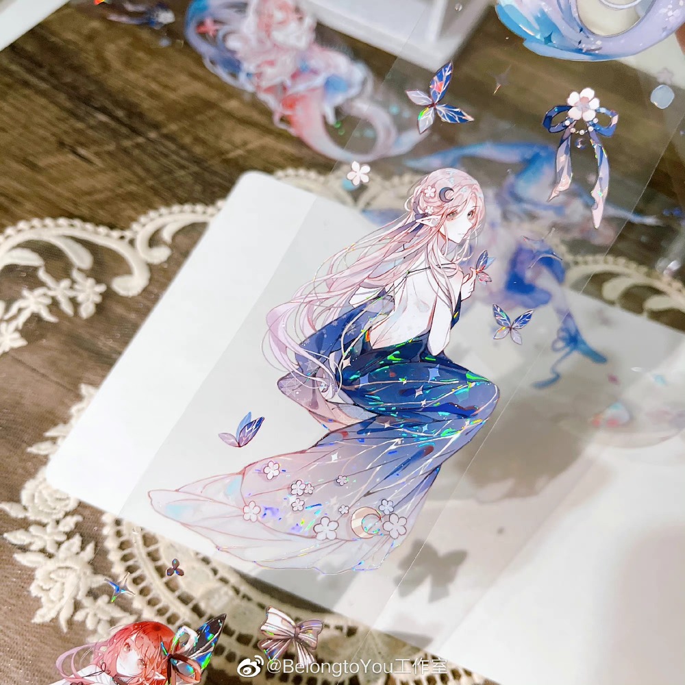 T92fu｜分裝｜Belongtoyou｜迷境四時異想2｜PET｜貝殼光｜人物｜紙膠帶分裝｜手帳素材｜咕卡｜現貨-細節圖6