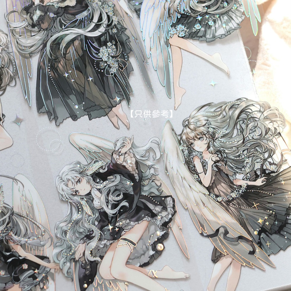 T92fu｜分裝｜不睡覺世界冠軍｜黑卡蒂之翼SP｜PET｜貝殼光｜人物｜墨魚太太｜紙膠帶分裝｜手帳素材｜現貨-細節圖4