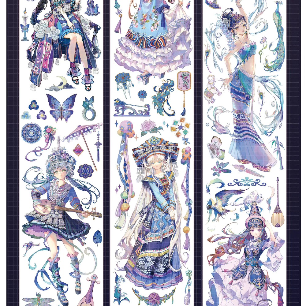 T92fu｜分裝｜一木一橫｜踏山河｜PET｜貝殼光｜人物｜紙膠帶分裝｜手帳素材｜現貨-細節圖2