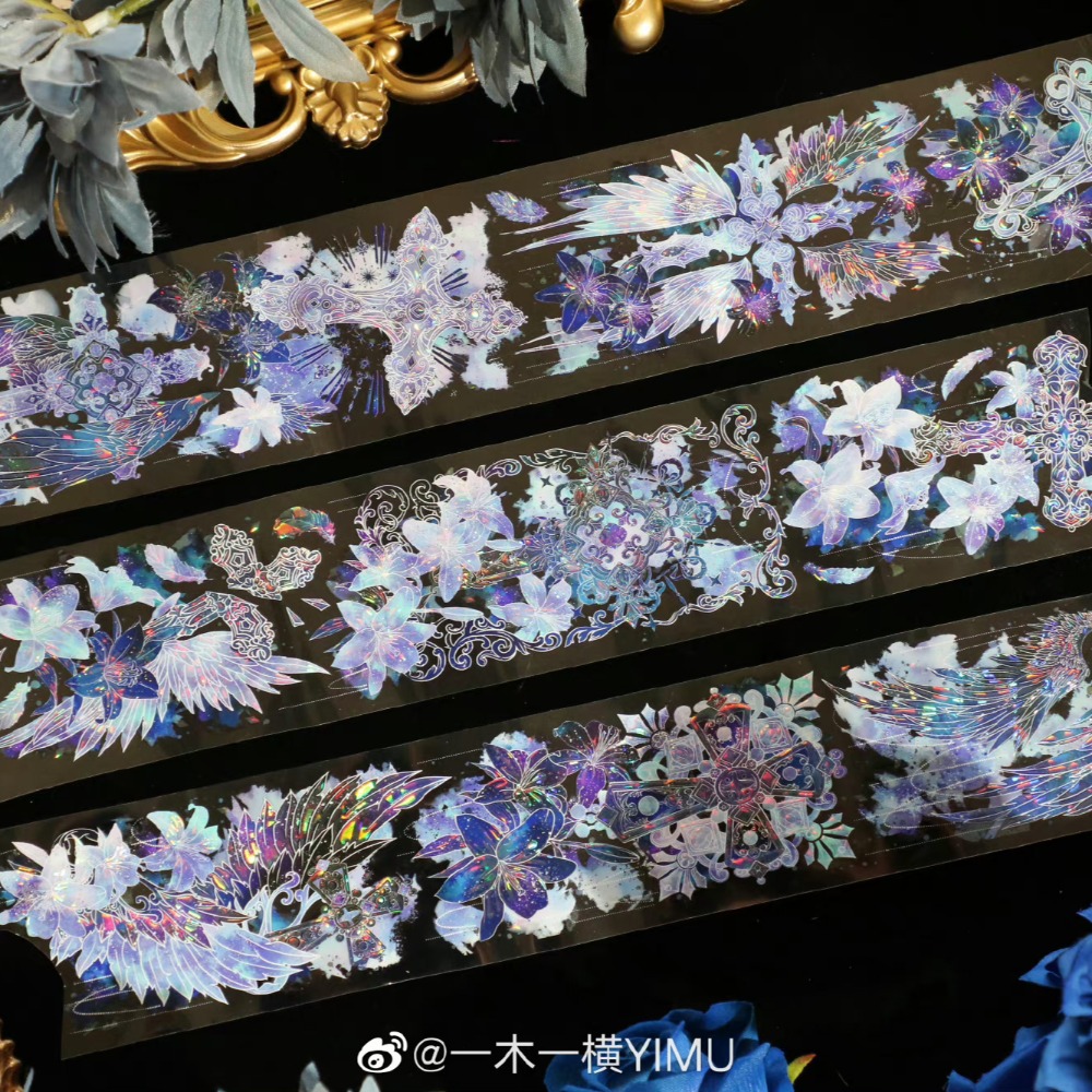 T92fu｜分裝｜一木一橫｜湛藍瀲灧｜PET｜貝殼光｜背景｜紙膠帶分裝｜手帳素材｜現貨-細節圖3