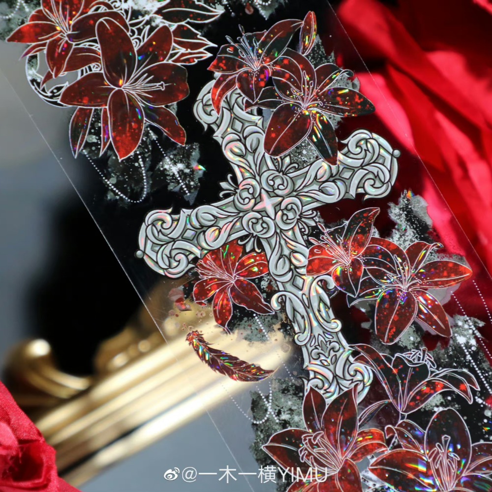 T92fu｜分裝｜一木一橫｜湛紅瀲灧｜PET｜貝殼光｜背景｜紙膠帶分裝｜手帳素材｜現貨-細節圖5