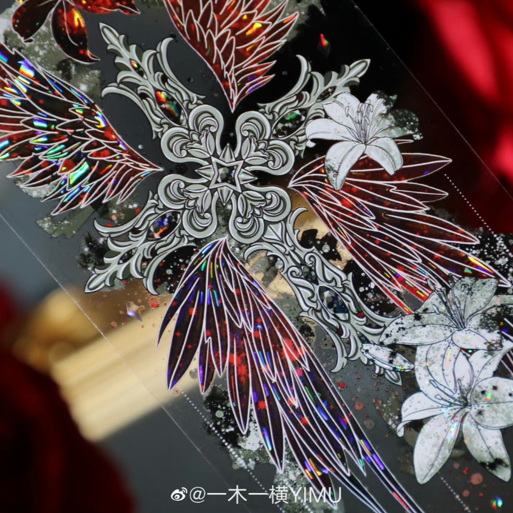 T92fu｜分裝｜一木一橫｜湛紅瀲灧｜PET｜貝殼光｜背景｜紙膠帶分裝｜手帳素材｜現貨-細節圖6