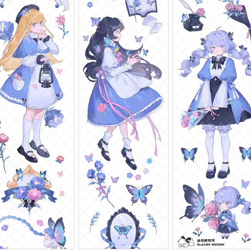T92fu｜分裝｜冰川研究所｜蝴蝶少女｜PET｜鐳射銀｜人物｜自己印承製｜循環分裝｜手帳素材｜咕卡｜現貨-細節圖3
