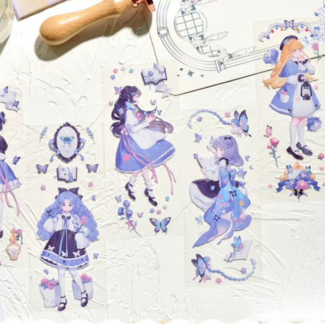 T92fu｜分裝｜冰川研究所｜蝴蝶少女｜PET｜鐳射銀｜人物｜自己印承製｜循環分裝｜手帳素材｜咕卡｜現貨-細節圖6