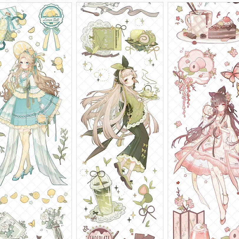 T92fu｜分裝｜冰川研究所｜貝蒂的茶會｜PET｜人物｜自己印承製｜循環分裝｜手帳素材｜現貨-細節圖2