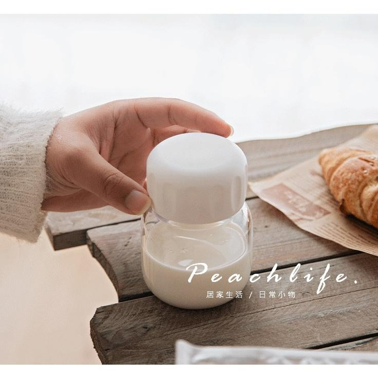 ♡peachlife.♡「台灣現貨」早餐玻璃牛奶杯 玻璃杯 牛奶杯 玻璃可微波-細節圖6