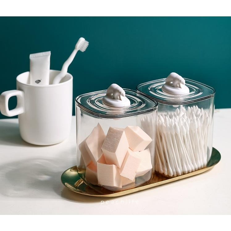 ♡peachlife.♡「台灣現貨」桌上收納盒 北極熊鯨魚收納盒 棉花棒收納 化妝棉收納 收納 收納盒-細節圖2