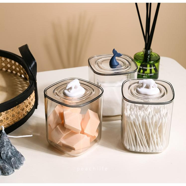 ♡peachlife.♡「台灣現貨」桌上收納盒 北極熊鯨魚收納盒 棉花棒收納 化妝棉收納 收納 收納盒-細節圖5