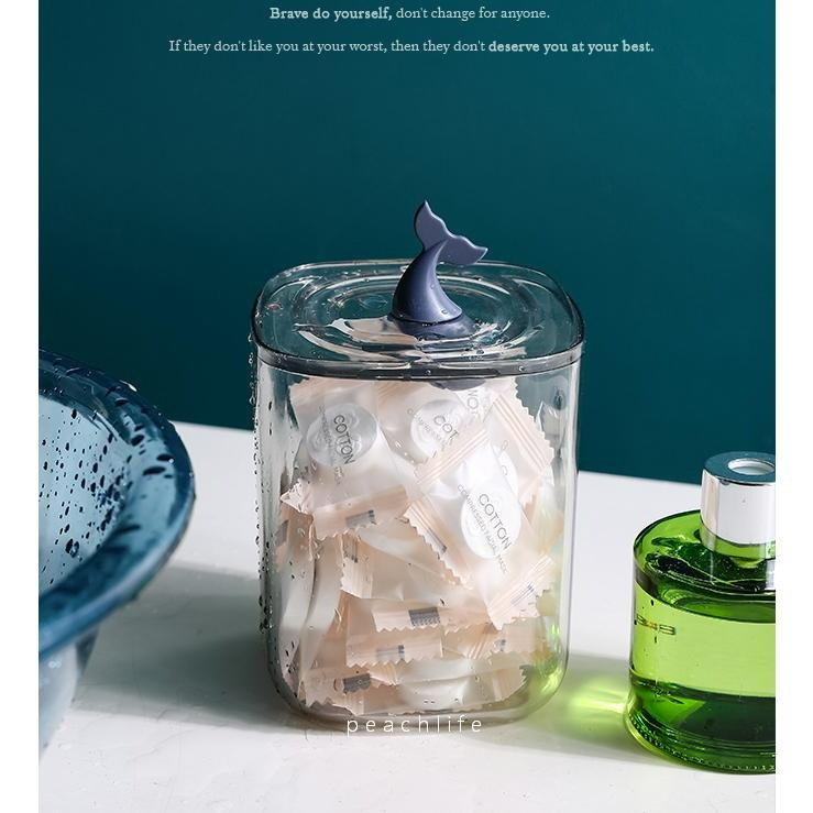 ♡peachlife.♡「台灣現貨」桌上收納盒 北極熊鯨魚收納盒 棉花棒收納 化妝棉收納 收納 收納盒-細節圖7