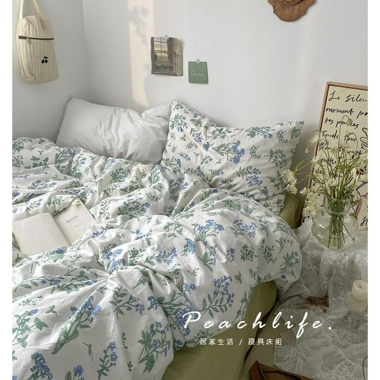 ♡Peachlife.♡「台灣現貨」100%純棉床包組 清新床包 花草床包 床包組 花花草草 碎花 床包 小花床包 森林-細節圖2