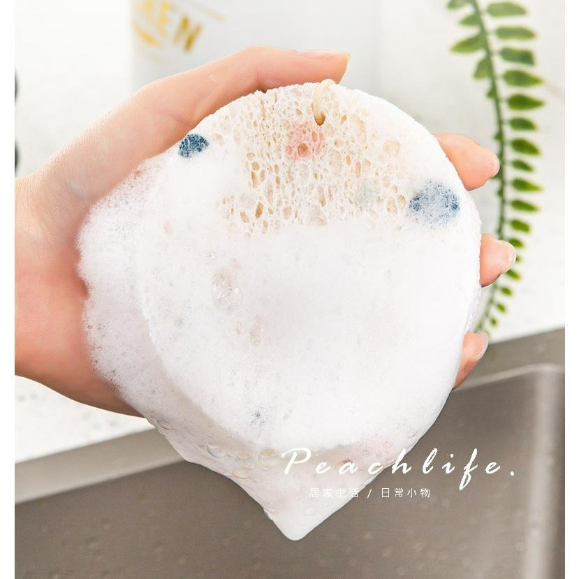♡peachlife.♡「台灣現貨」廚房木漿纖維洗碗海綿3入裝 水磨石海綿 清潔海綿 洗碗海綿 可掛式海綿 露營海綿-細節圖5