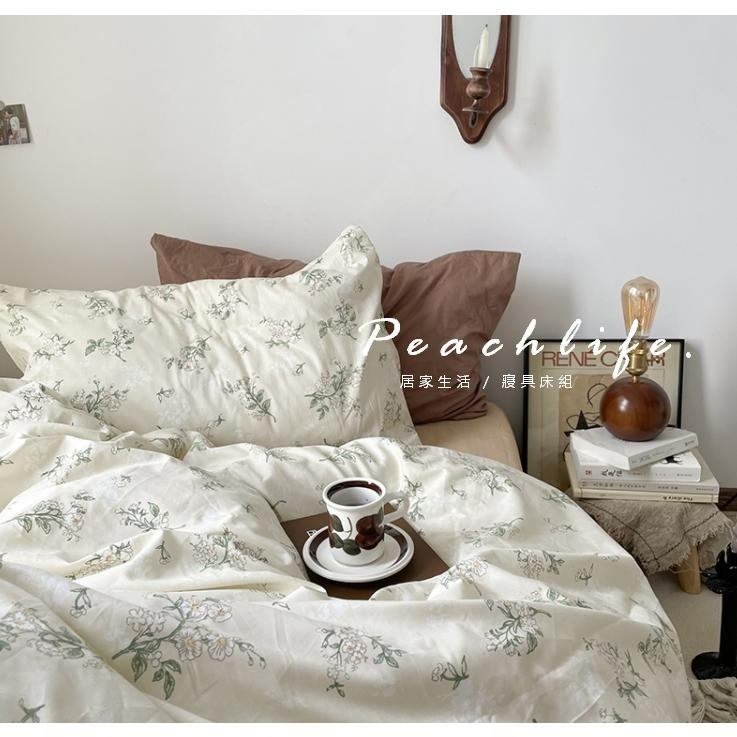♡Peachlife.♡「台灣現貨」100%棉床包 春夏季茶花床包 奶油床包 花草床包 森林床包 透氣平滑床包 花花草草-細節圖7