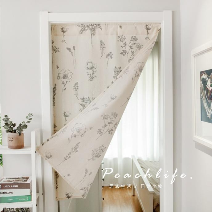 ♡Peachlife.♡「台灣現貨」浪漫門簾 花草門簾 清新門簾 棉麻 花朵 門簾 花花草草 厚磅棉麻門簾 居家裝飾 家-細節圖3
