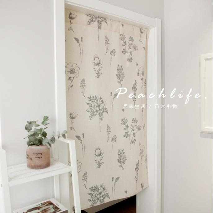 ♡Peachlife.♡「台灣現貨」浪漫門簾 花草門簾 清新門簾 棉麻 花朵 門簾 花花草草 厚磅棉麻門簾 居家裝飾 家-細節圖6
