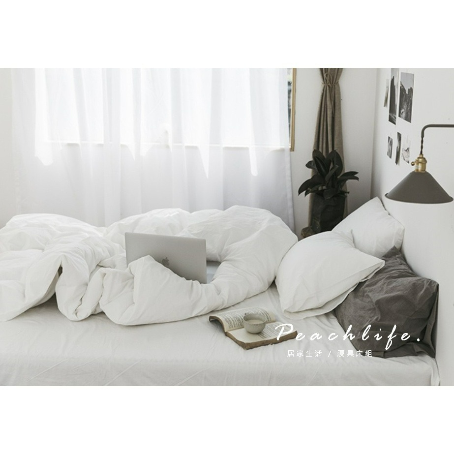 ♡peachlife.♡「台灣現貨」單品床包/被套/枕套 大地色床包 皺褶質感 素色床包 素色床包被套枕套 簡約床包-規格圖9