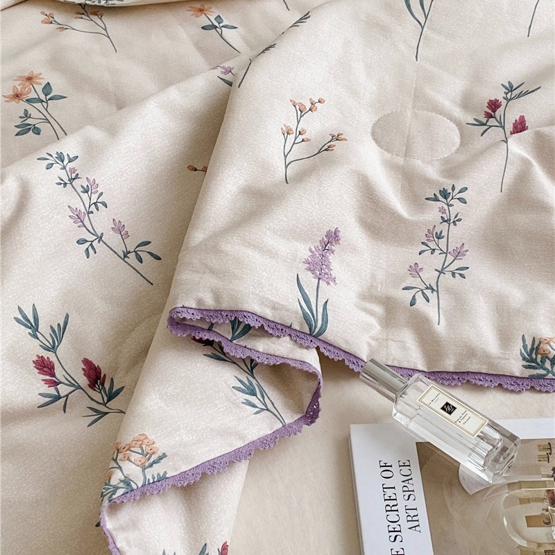 ♡peachlife.♡「台灣現貨」100%棉質碎花涼被 涼被 被子 春夏涼被 薄被 可加購同款枕套 熱銷涼被 被子-細節圖2