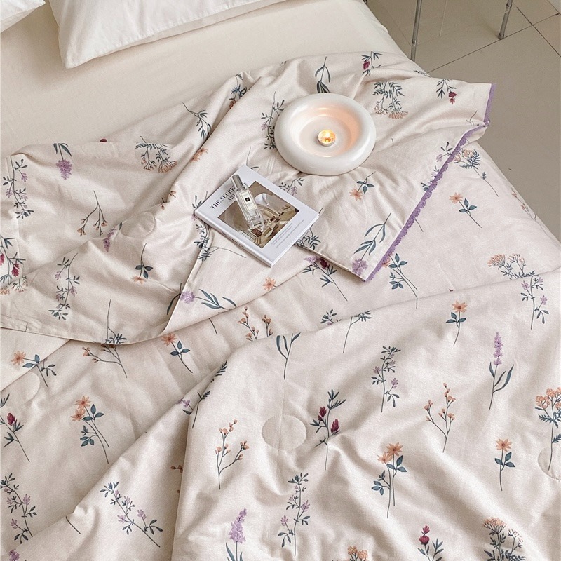 ♡peachlife.♡「台灣現貨」100%棉質碎花涼被 涼被 被子 春夏涼被 薄被 可加購同款枕套 熱銷涼被 被子-細節圖3