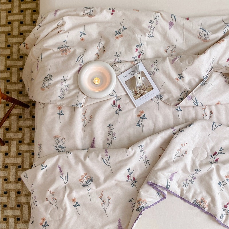 ♡peachlife.♡「台灣現貨」100%棉質碎花涼被 涼被 被子 春夏涼被 薄被 可加購同款枕套 熱銷涼被 被子-細節圖4