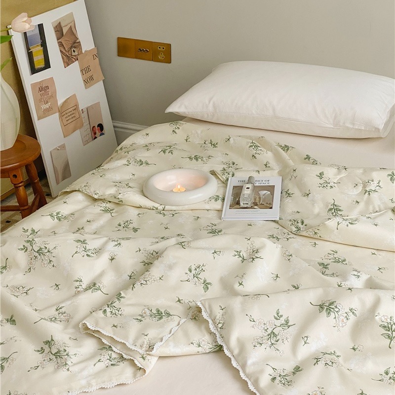 ♡peachlife.♡「台灣現貨」100%棉質碎花涼被 涼被 被子 春夏涼被 薄被 可加購同款枕套 熱銷涼被 被子-細節圖9