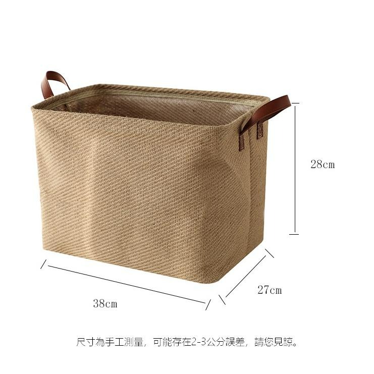♡peachlife.♡「台灣現貨」棉麻手提置物籃 可摺疊收納籃 棉麻收納籃 髒衣籃 客廳收納籃 編織籃 露營提手籃-細節圖5