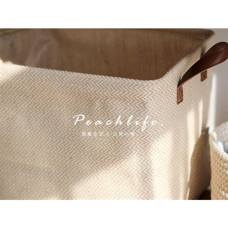 ♡peachlife.♡「台灣現貨」棉麻手提置物籃 可摺疊收納籃 棉麻收納籃 髒衣籃 客廳收納籃 編織籃 露營提手籃-細節圖7