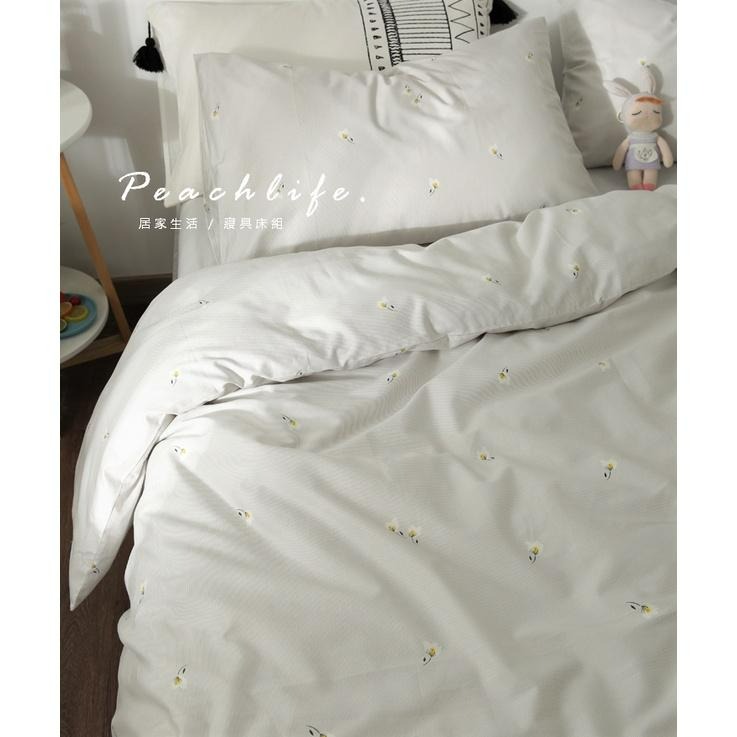 ♡peachlife♡「台灣現貨」100%純棉碎花床包組 小花床包 條紋 透氣舒適床包組 包含床包被套枕套 純棉-細節圖4