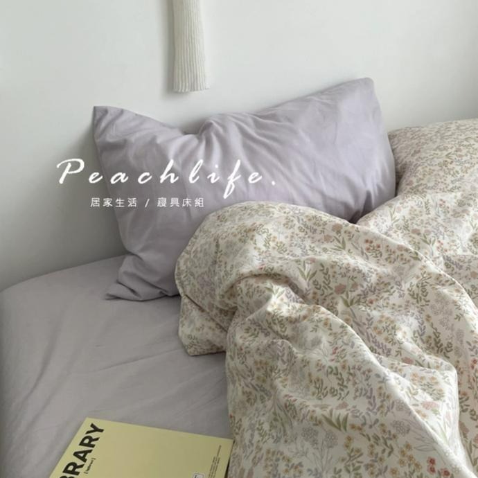 ♡peachlife.♡「台灣現貨」100%純棉 碎花床包 小碎花 床包被套枕套 紫色碎花床包 紫色床包 超美小花床包-細節圖3