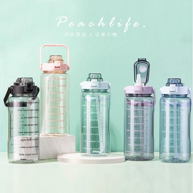 ♡Peachlife.♡「台灣現貨」大容量水壺2000ml 運動水壺 運動水瓶 每日目標水壺 透明水瓶 水瓶-細節圖3
