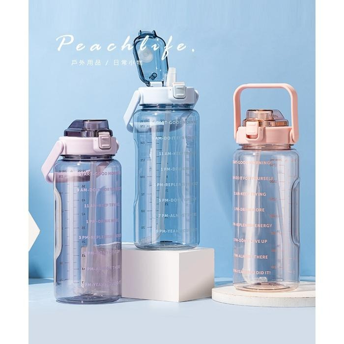 ♡Peachlife.♡「台灣現貨」大容量水壺2000ml 運動水壺 運動水瓶 每日目標水壺 透明水瓶 水瓶-細節圖4