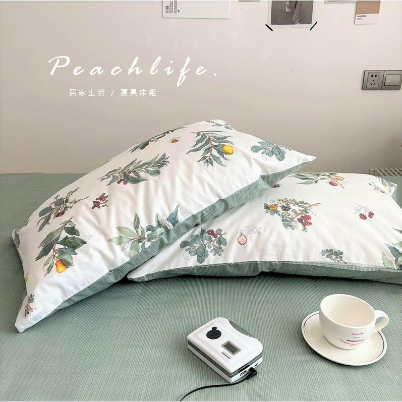 ♡peachlife.♡「台灣現貨」100%純棉梔子花床包組 花草床包組 透氣床組 舒適柔軟 單人/雙人/加大雙人 森林-細節圖3