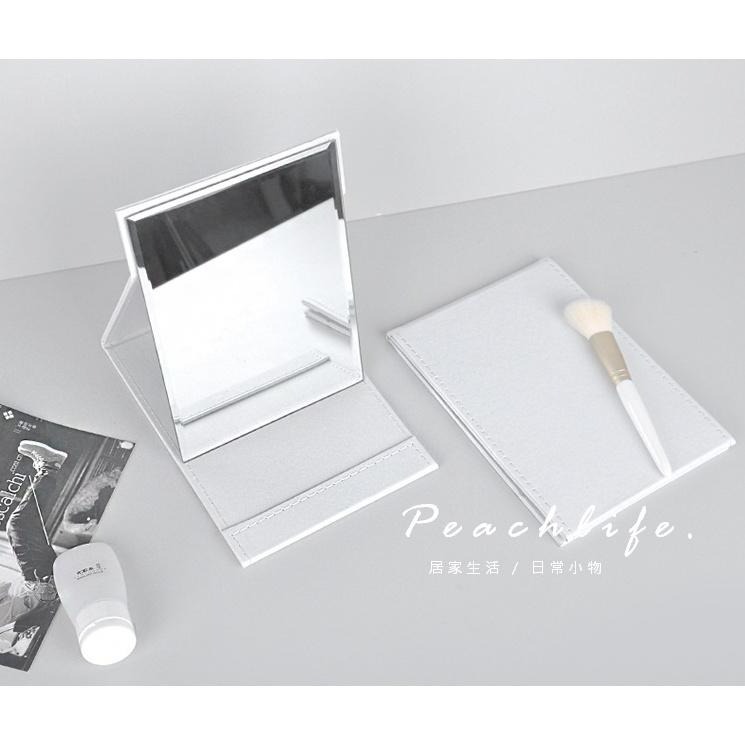 ♡pechlife.♡「台灣現貨」留白可摺疊鏡子 摺疊隨身鏡 簡約皮質鏡子 儀容整理 學生群 上班族 生活小物 化妝-細節圖2