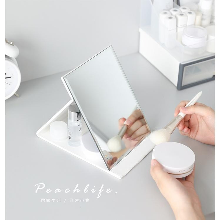 ♡pechlife.♡「台灣現貨」留白可摺疊鏡子 摺疊隨身鏡 簡約皮質鏡子 儀容整理 學生群 上班族 生活小物 化妝-細節圖7