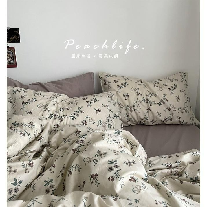 ♡peachlife.♡「台灣現貨」花草床包 日式100%棉質小花床包組 小碎花 清新 森林床包 單人/雙人/加大雙人-細節圖2