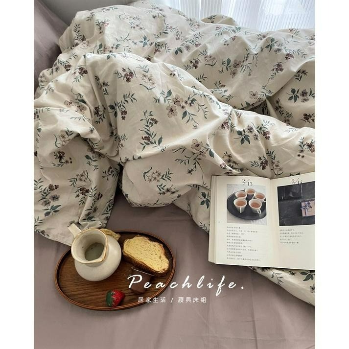 ♡peachlife.♡「台灣現貨」花草床包 日式100%棉質小花床包組 小碎花 清新 森林床包 單人/雙人/加大雙人-細節圖4