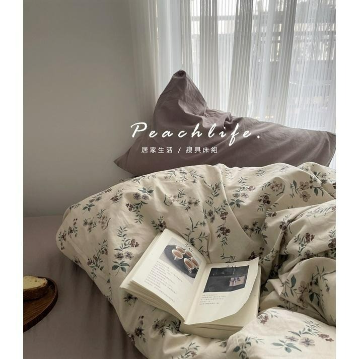 ♡peachlife.♡「台灣現貨」花草床包 日式100%棉質小花床包組 小碎花 清新 森林床包 單人/雙人/加大雙人-細節圖5