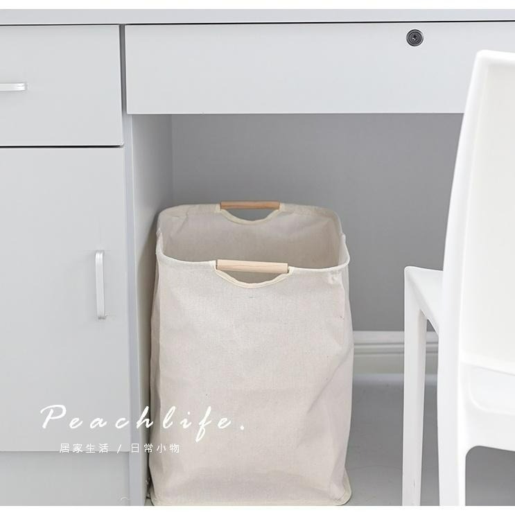 ♡peachlife.♡「台灣現貨」棉麻留白髒衣籃 簡約收納籃 衣物收納 玩具收納 棉麻 大容量 生活小物 居家收納-細節圖2