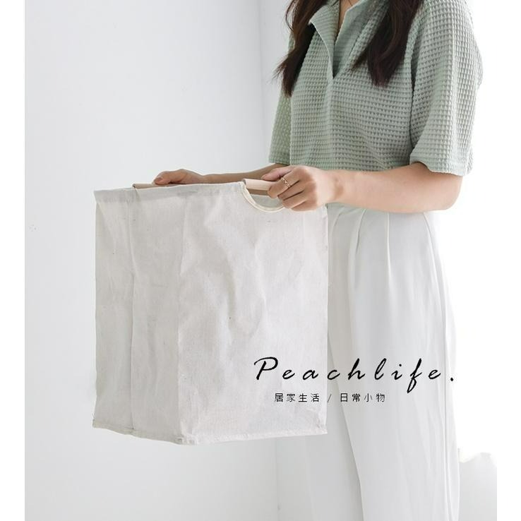 ♡peachlife.♡「台灣現貨」棉麻留白髒衣籃 簡約收納籃 衣物收納 玩具收納 棉麻 大容量 生活小物 居家收納-細節圖4