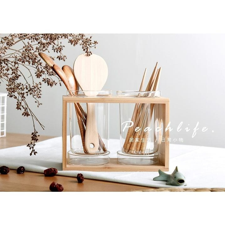 ♡peachlife.♡「台灣現貨」日式竹木瀝水筷子架 筷子架 瀝水筷子架 玻璃筷子架 簡約典雅風格 廚房小物-細節圖7
