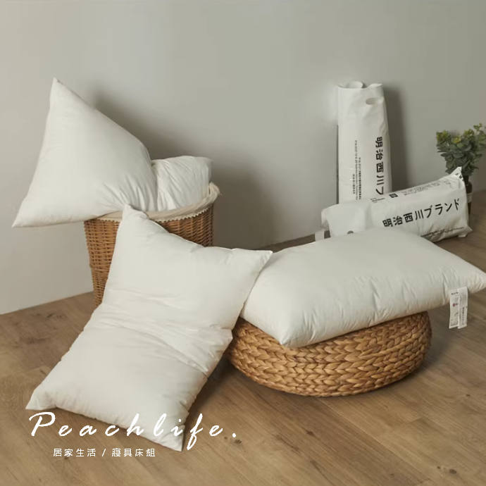 ♡peachlife.♡「台灣現貨」明治西川中低枕頭 枕頭枕芯 飯店用枕芯 高級純白色軟纖維枕頭 吸濕透氣 民宿枕芯-細節圖2