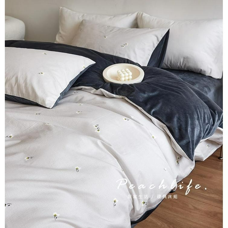 ♡peachlife.♡「台灣現貨」秋冬床包組 可愛小花保暖床包組 柔暖 冬天 寢具 雙人/加大雙人 居家小物 小花朵-細節圖7