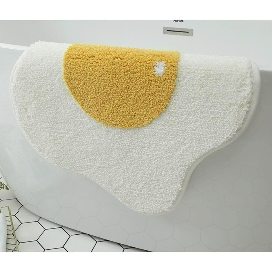 ♡peachlife.♡「台灣現貨」日式超可愛荷包蛋地墊 生活小物 吸水地墊地毯 簡約居家風格 防滑吸水地墊地毯-細節圖5