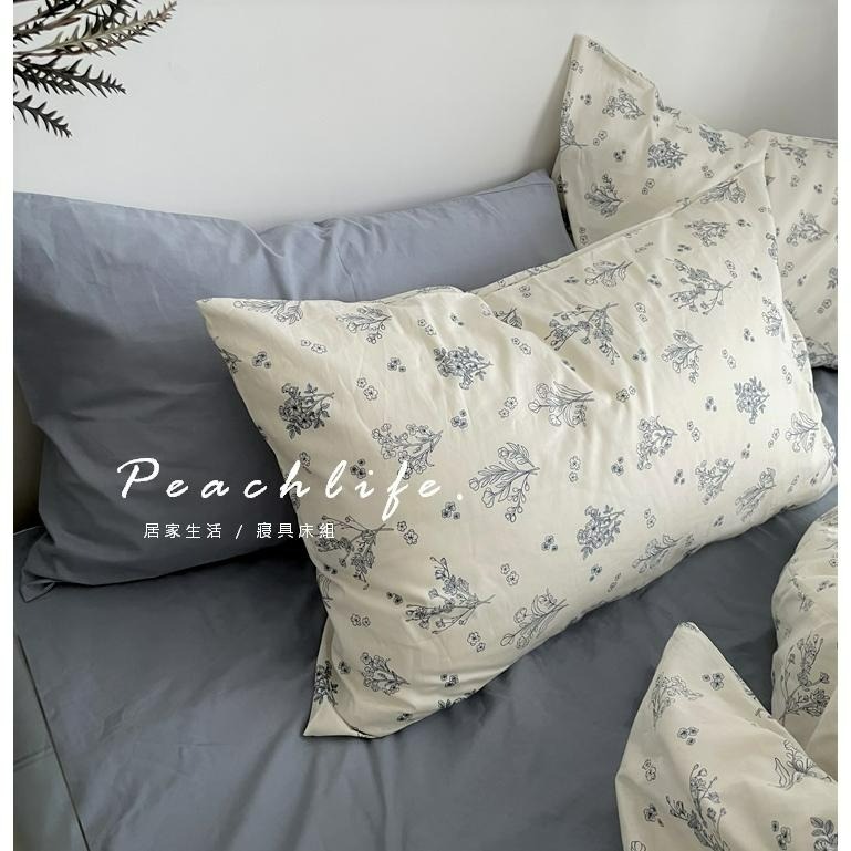 ♡peachlife.♡「台灣現貨」100%純棉床包組 清新床包 舒適透氣床寢 床包被套枕套 碎花床包 花草床包-細節圖5