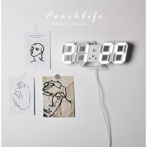 ♡peachlife.♡「台灣現貨」韓風室內家居裝飾 鐘 時鐘 電子鐘 掛壁式時鐘 立體時鐘 簡約現代LED數字鐘