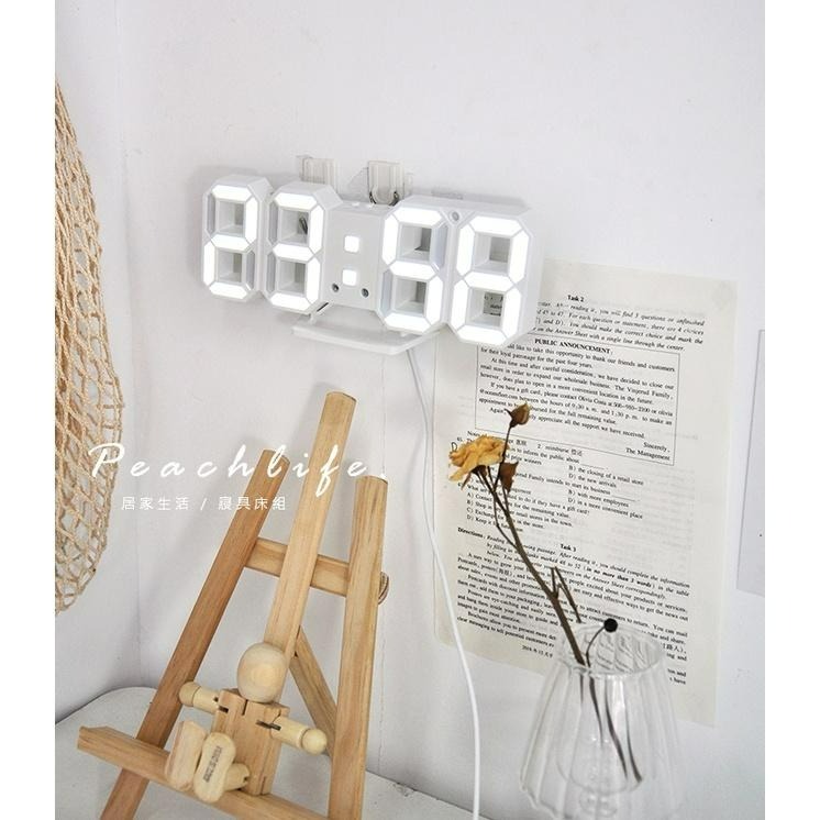 ♡peachlife.♡「台灣現貨」韓風室內家居裝飾 鐘 時鐘 電子鐘 掛壁式時鐘 立體時鐘 簡約現代LED數字鐘-細節圖4
