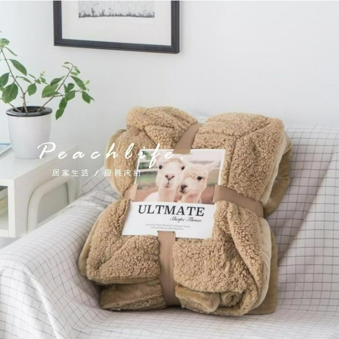 ♡peachlife.♡「台灣現貨」歐美雙層毛毯 法蘭絨羊羔絨 秋冬毛毯 厚毛毯 保暖羊毛毯 沙發毯 6款顏色 毛毯-細節圖7
