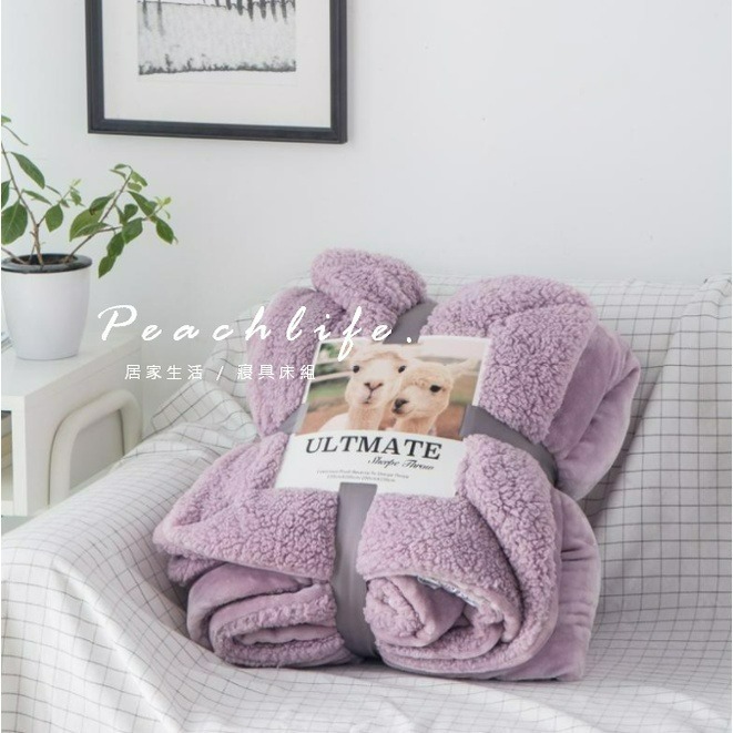 ♡peachlife.♡「台灣現貨」歐美雙層毛毯 法蘭絨羊羔絨 秋冬毛毯 厚毛毯 保暖羊毛毯 沙發毯 6款顏色 毛毯-規格圖9