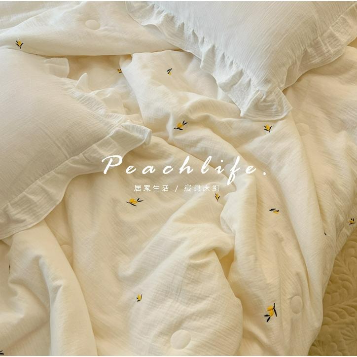 ♡peachlife.♡「台灣現貨」刺繡雙層紗涼被 熊熊刺繡涼被 小花刺繡 沙發被 春夏涼被 薄被 被子 涼被-細節圖6