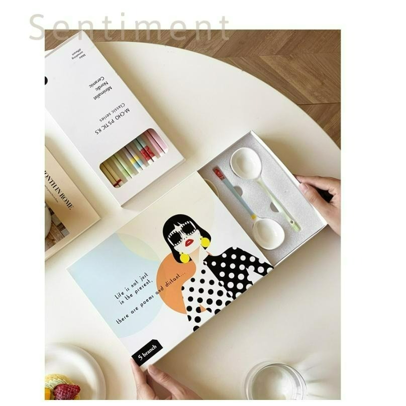 ♡peachlife.♡「台灣現貨」陶瓷湯匙筷子禮盒組 湯匙 筷子 陶瓷材質 入厝送禮 送禮 交換禮物 質感生活 餐具-細節圖7