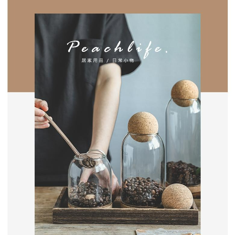 ♡Peachlife.♡「台灣現貨」日式玻璃儲物罐3件組 小+中+大 收納罐 居家風格小物 收納罐 軟木塞收納罐-細節圖5